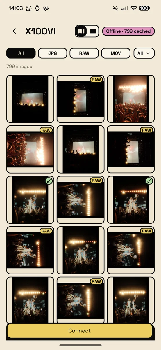 Photo transfer from an X100VI